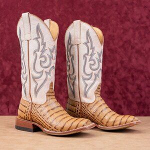 Macie Bean Women Slick Rikki Toasted Caiman Print Leather Cowboy Boos sz 6